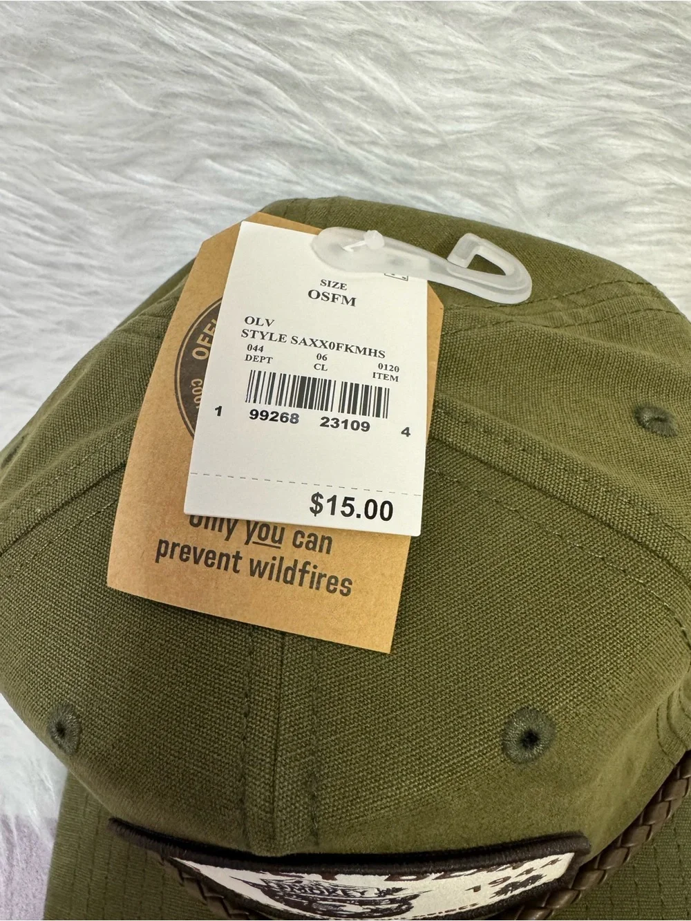 Smokey Bear Olive Green Patch Snapback Hat - Picture 3 of 4